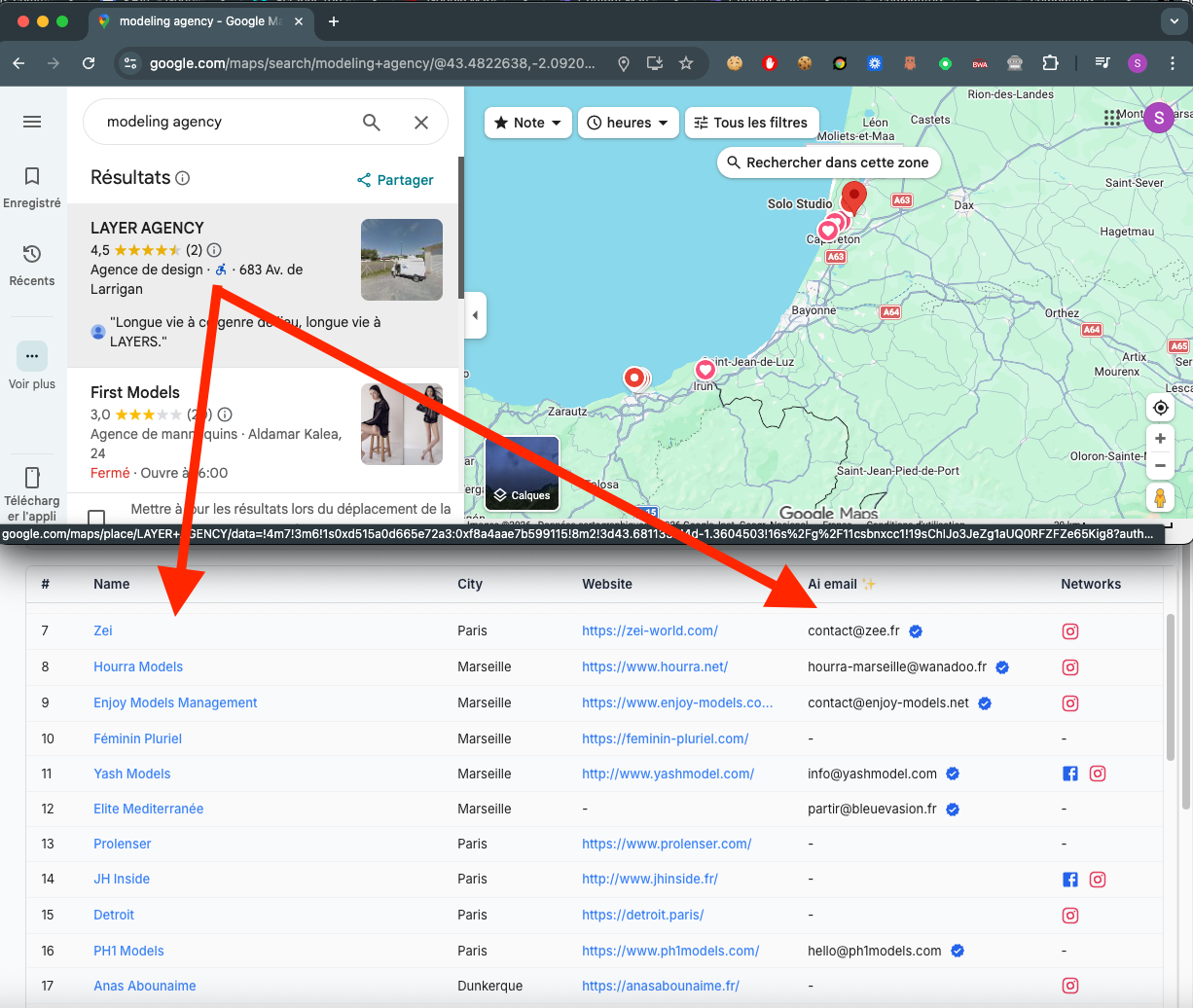Google Maps Leads Scraper - site et données